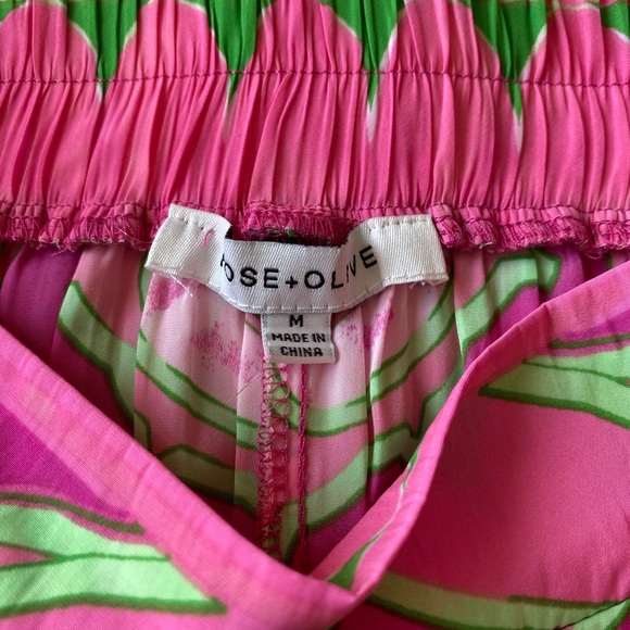 Women’s Rose + Olive Hot Pink & Lime Green Two Piece Pant Set - Picture 11 of 15
